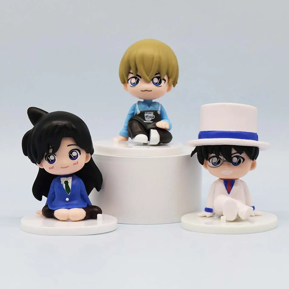 7.5cm Q Ver. 8 Pcs/Set Detective Conan Anime Figures Childhood Kuroba Kaito Conan Edogawa Car Desktop Ornaments Collection Toys