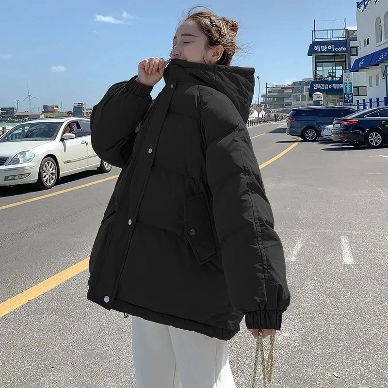 2023 Fahsion Hooded Oversize Jacket Women Overcoat Autumn Winter Thick Down Cotton Padded Coat Female Casual Loose Short Parkas