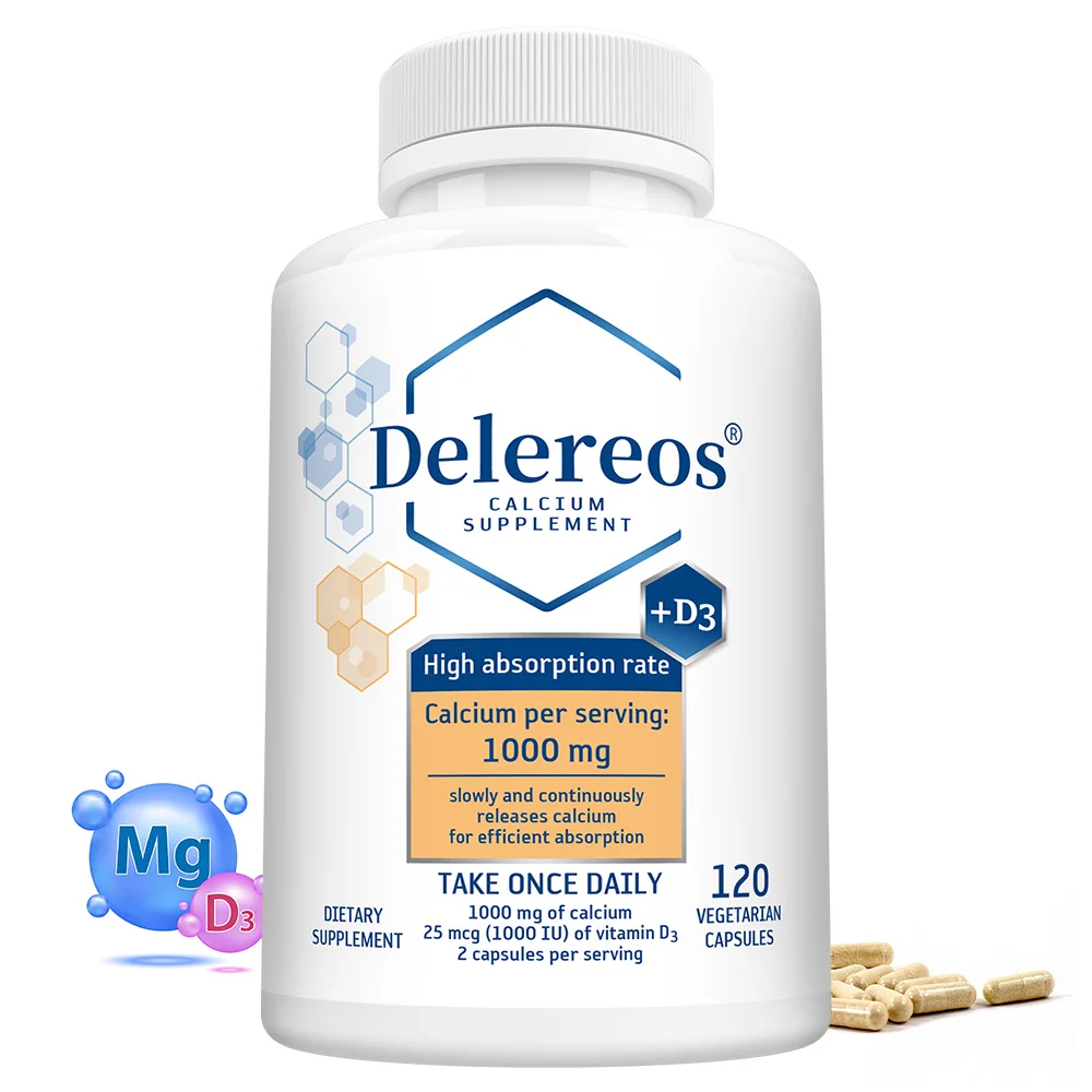Calcium + Vitamin D - with 1000 Mg Calcium, 1000 IU Vitamin D3, Supports Immune, Bone, Nervous Health, 120 Capsules