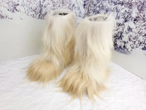 Fashion Mid-calf Shaggy Fur Snow Boots Warm Sexy Women Round Toe Goat Boots 2023 Luxury Warm Lady Winter Shoes