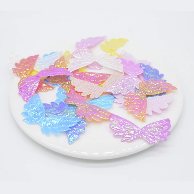 120Pcs AB White Angel Wing Patches Shiny Scrapbooking Accessories for Kid DIY Appliques and Baby Headwear Accessories