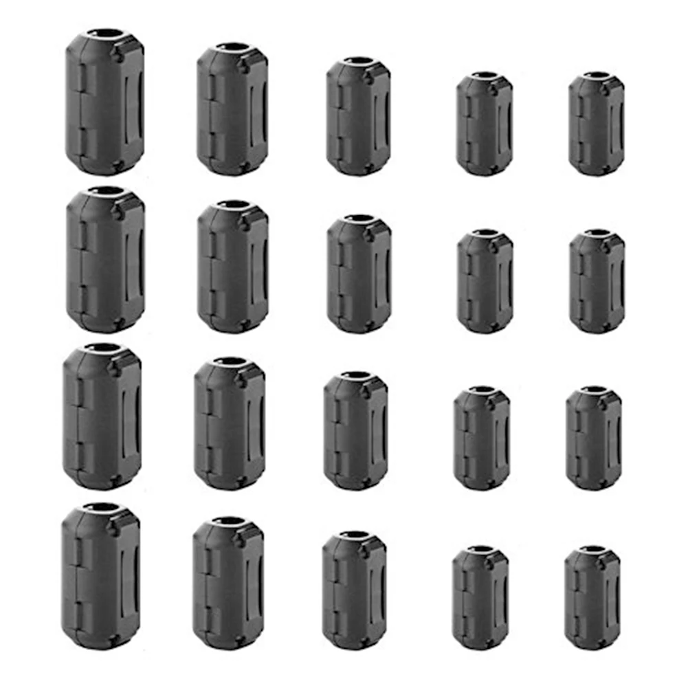 20 Pieces Ferrite Core Ring Cable Clips with Easy Snap Mechanism Suitable for USB Headset Audio and Video Cables