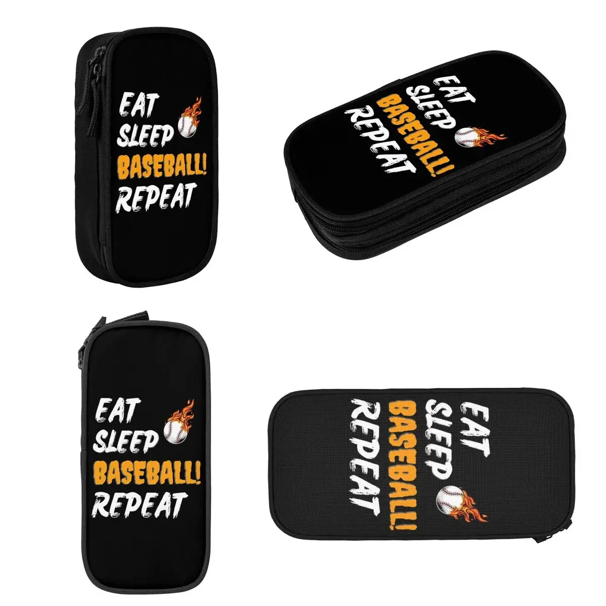 Eat Sleep Baseball Pencil Cases Large Capacity Pen Bags Pen Box Pencil Pouch For Boys Girls Students Stationery School Office