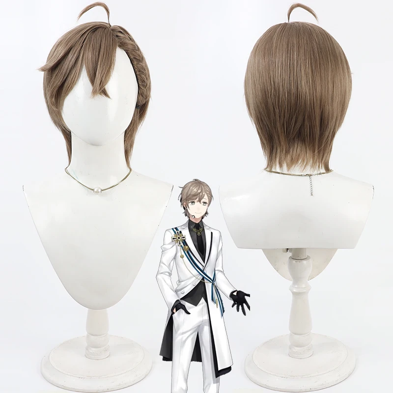 Nijisanji VTuber Kanae Cosplay Wig Short Linen Synthetic Heat Resistant Hair Halloween