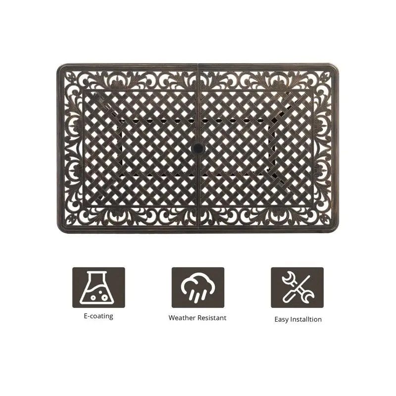 Tavolo da tavolo in alluminio pressofuso da giardino con mosaico da tavolo da 59 pollici, finitura bronzo