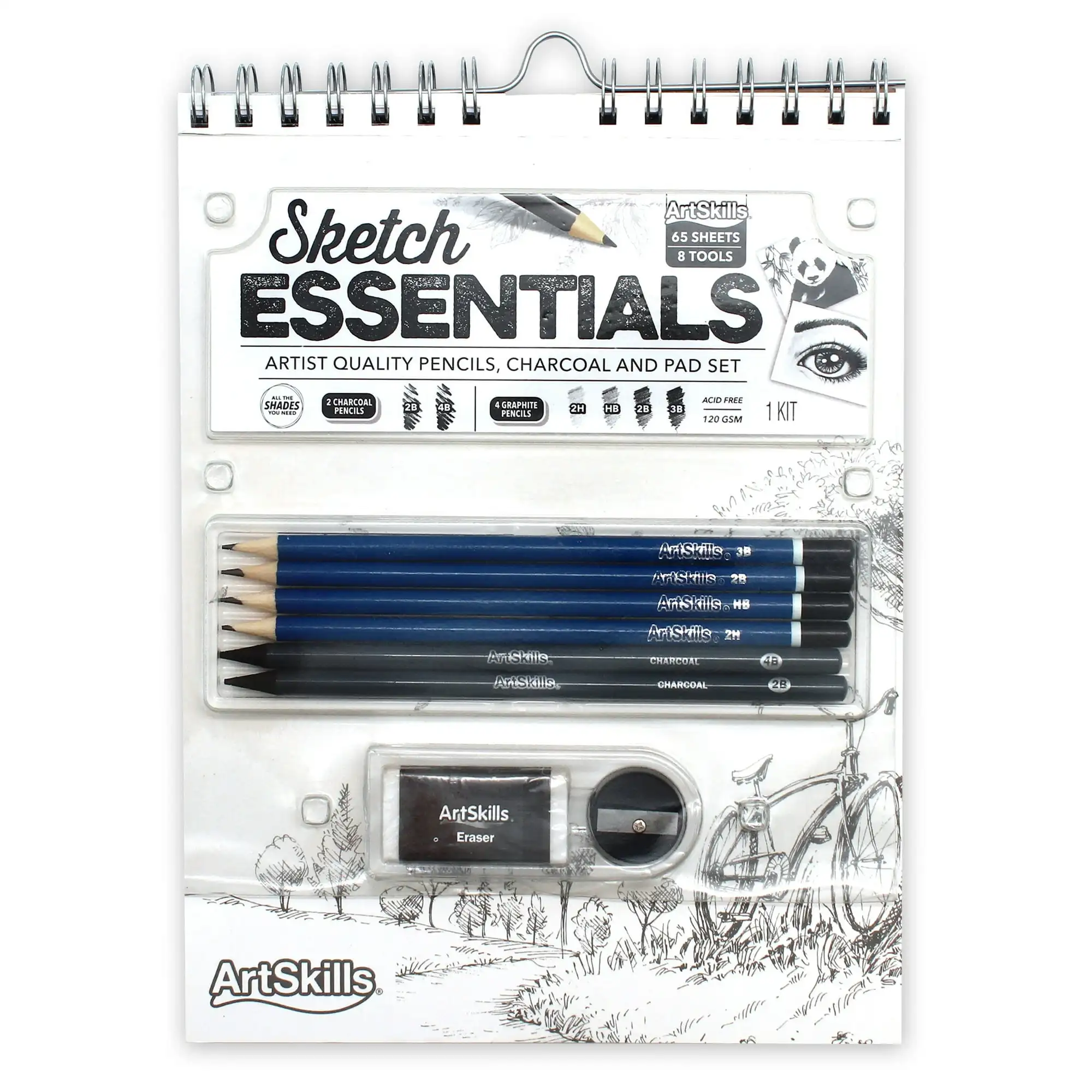 

ArtSkills Sketch Essentials, альбом для рисования, карандаши и набор для рисования древесного угля