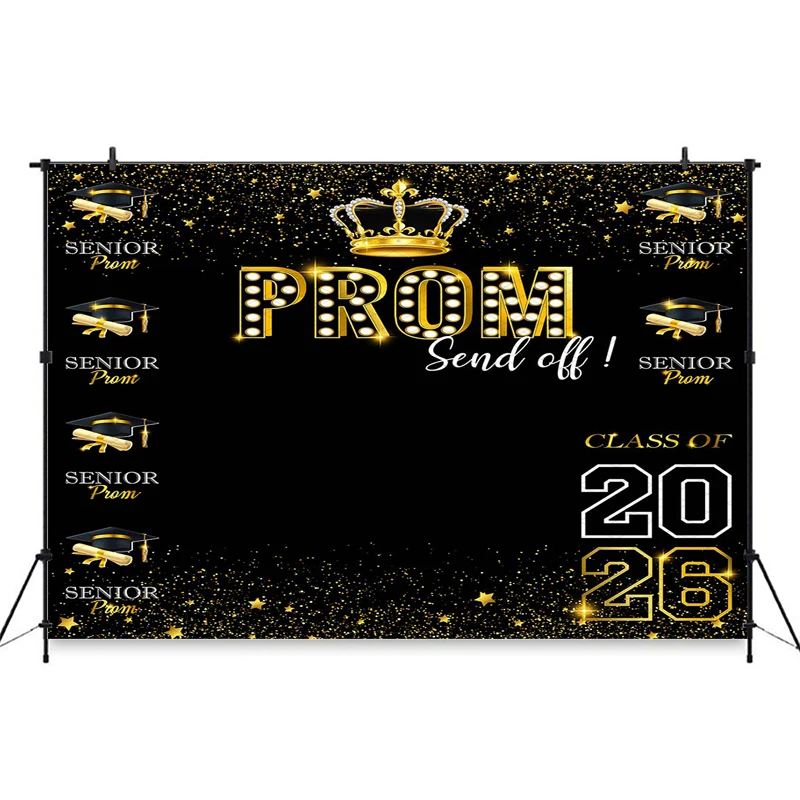 Mocsicka كبار حفلة موسيقية صورة خلفية فئة التخرج الذهب والفضة تاج احتفال اطلاق النار الديكور 2026 خلفية التصوير #3