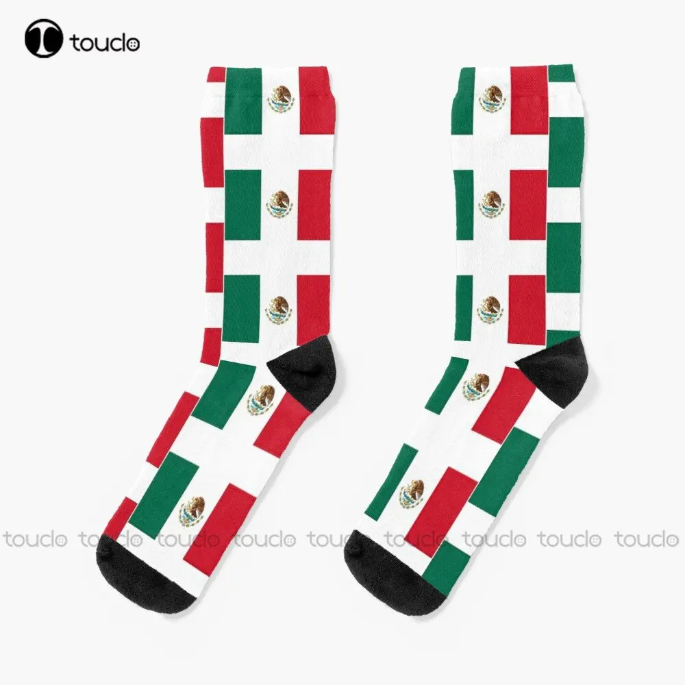 Mexican Flag Socks Youth Baseball Socks Personalized Custom Unisex Adult Teen Youth Socks 360° Digital Print Custom Gift Cartoon