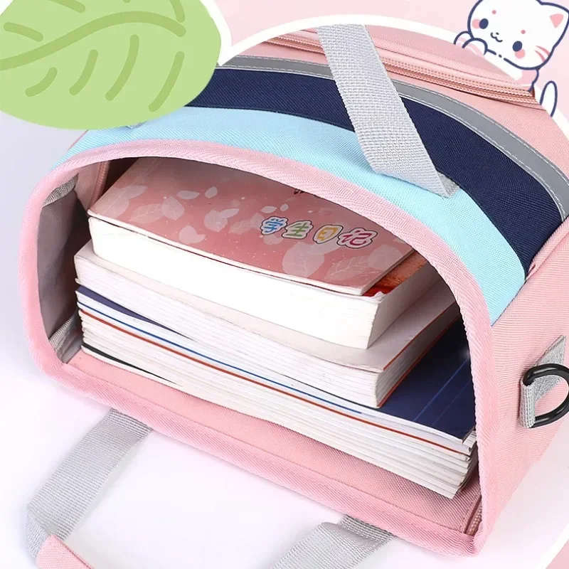 Bolsa de livro de lona para meninos e meninas, bolsa de maquiagem com um ombro, pode ser ombro duplo, bolsa crossbody de desenho animado