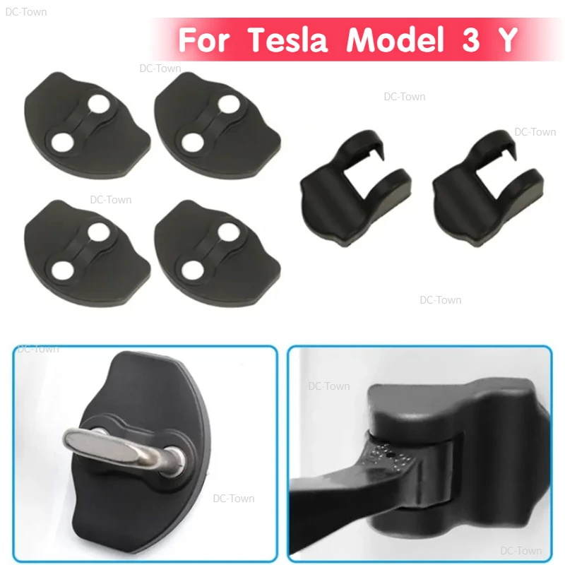 6pcs for Tesla Model 3 Y Lock Buckle Cover Latches Protector Antirust Door Stopper Covers Car Modified Accessories Decoration