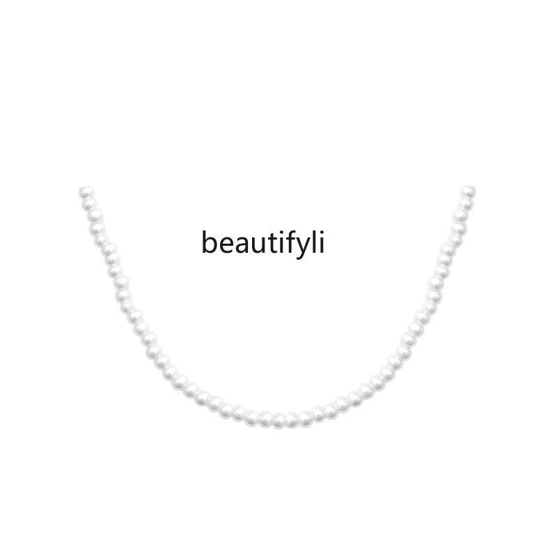 

Explosive 2mm ultra-fine pearl necklace women's summer design sense new trendy small rice pearl collarbone chain