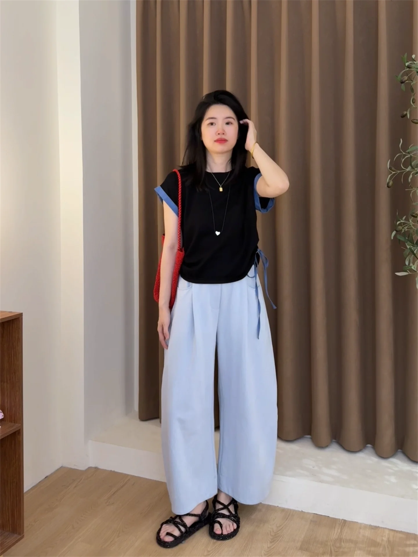 

Легкая летняя футболка из хлопка с узором «Снежинка», свободного кроя, с круглым вырезом, стандартной длины, тонкая модель