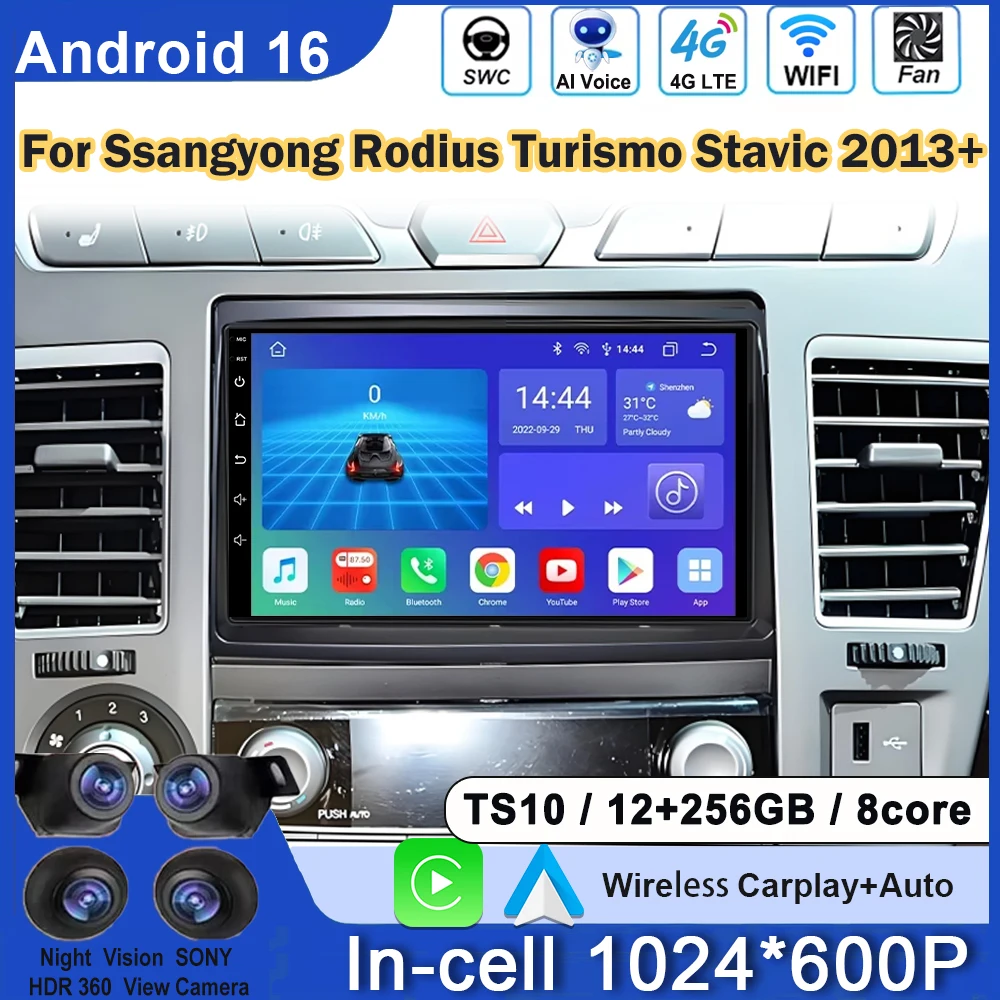 Android 7inch Car Radio For Ssangyong Rodius Turismo Stavic 2013+ WIFI Video Player DSP CarPlay Auto GPS BT Navigation Head Unit