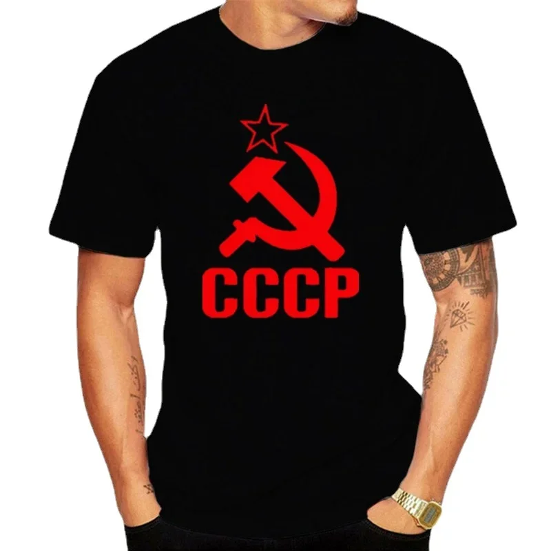 

New cotton CCCP letter pattern men's T-shirt fashion short sleeve o-neck Top Men's top
