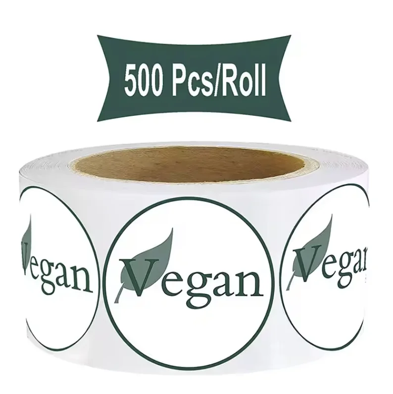 Vegan Food Rotation Labels 1.5 Inch - Round Circle Dots 500 Adhesive Stickers