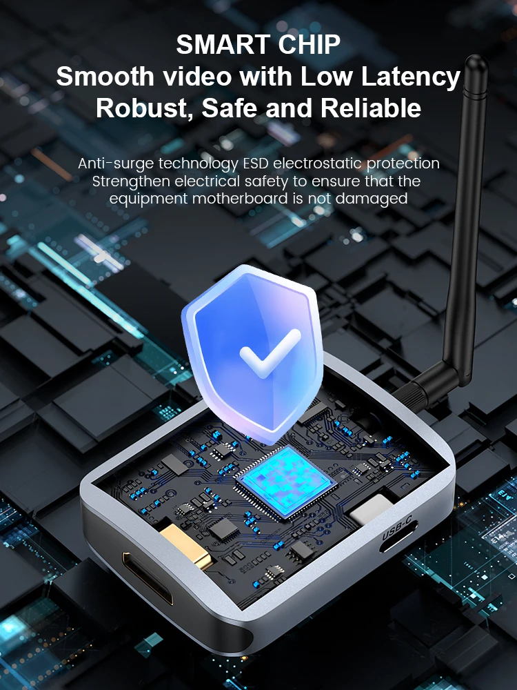 Real 4K 80M 5.8GHZ HD Trasmettitore e ricevitore wireless Festa audio-visuale wireless per PC portatile Fotocamera Proiettore per TV