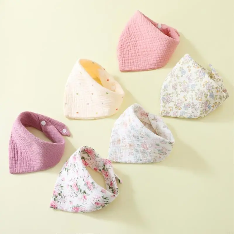

6pcs Infant Feeding Bib Breathable Cotton Soft Bib for Toddlers Drooling Apron