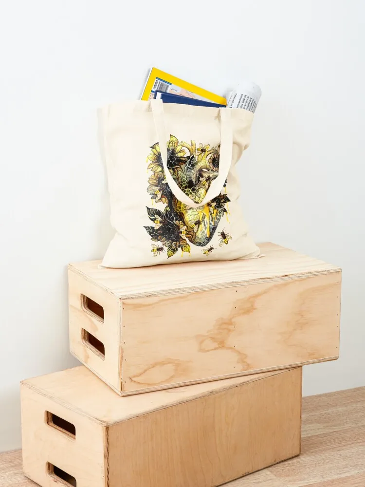 Human Heart best, honey, Save the bee, honey watercolor Tote Bag shopping bags foldable foldable reusable bag eco pack