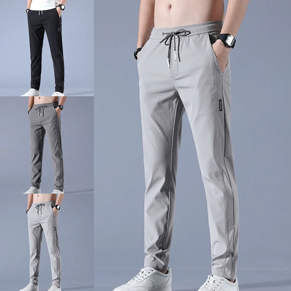

Men's Ice Silk Trousers Loose Straight Leg Casual Pants Thin Quick Drying Sports Pants Breathable Fashion