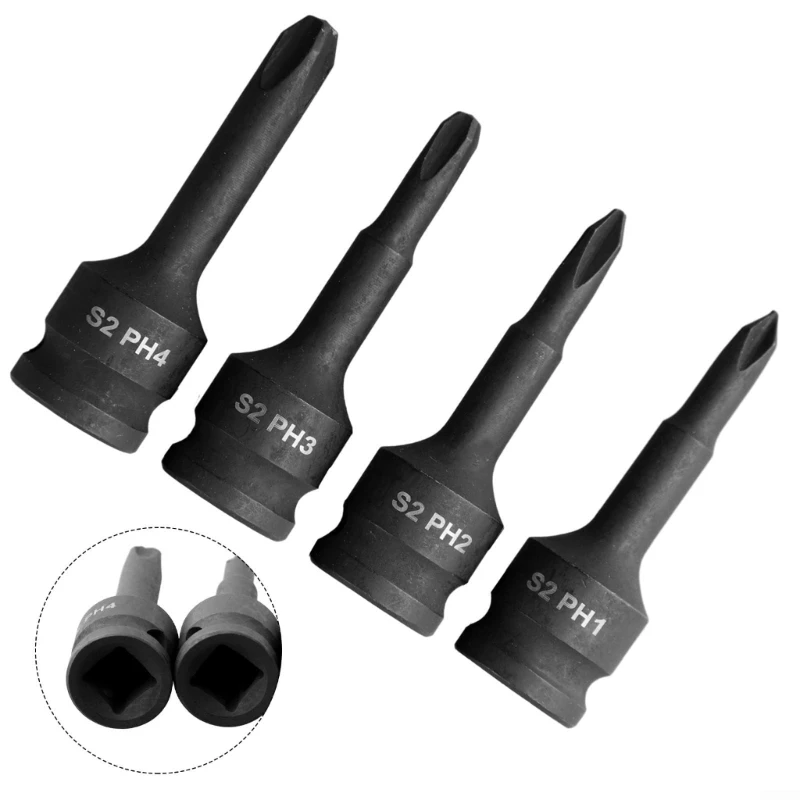 3/8 in Square Drive Driver Head Set, 5 Steel Set with Black Finish for Screw Tightening, Removal, Maintenance, Repair, M4YD