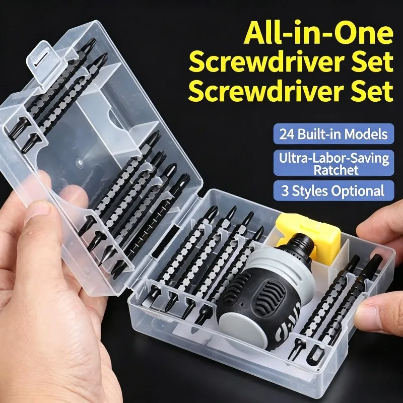 

Набор отверток с трещоткой 26-в-1, магнитный, с различными насадками, портативный, для ремонта электроники и бытового использования