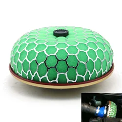 76mm Interface Air Filter Green Round Mushroom Design Intake Flow Cleaner System Filter Universal Fit For Most Car