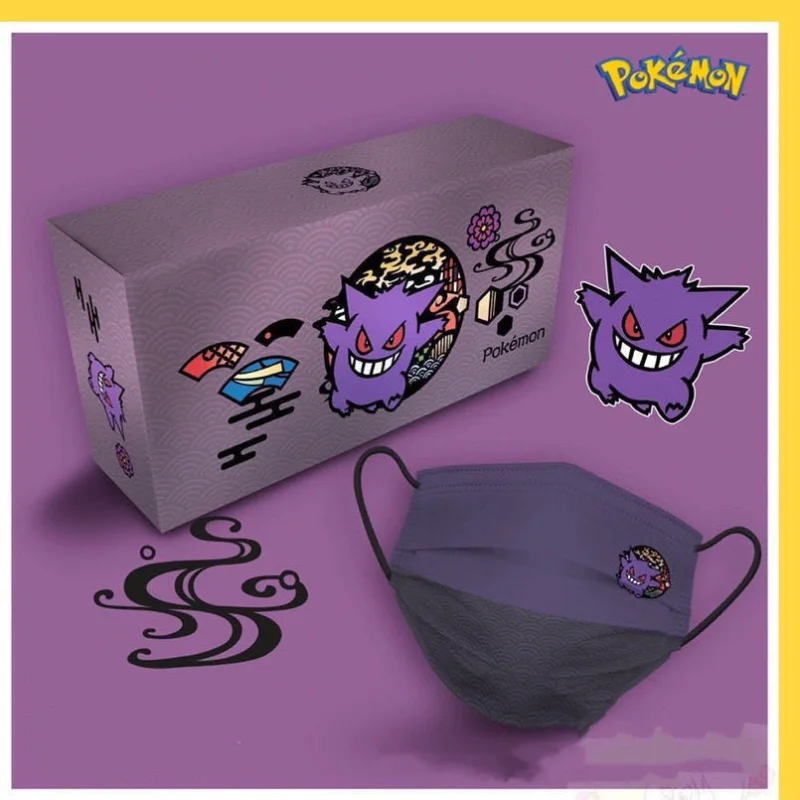 10pcs Pokemon Gengar Protective Dust Mask Cartoon Anime Breathable Mask Men Girl Daily Independent Packaging Disposable Mask