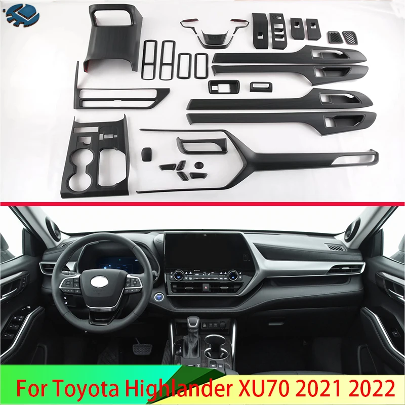 For Toyota Highlander XU70 2021 2022 Car Accessories Complete mahogany interior trim