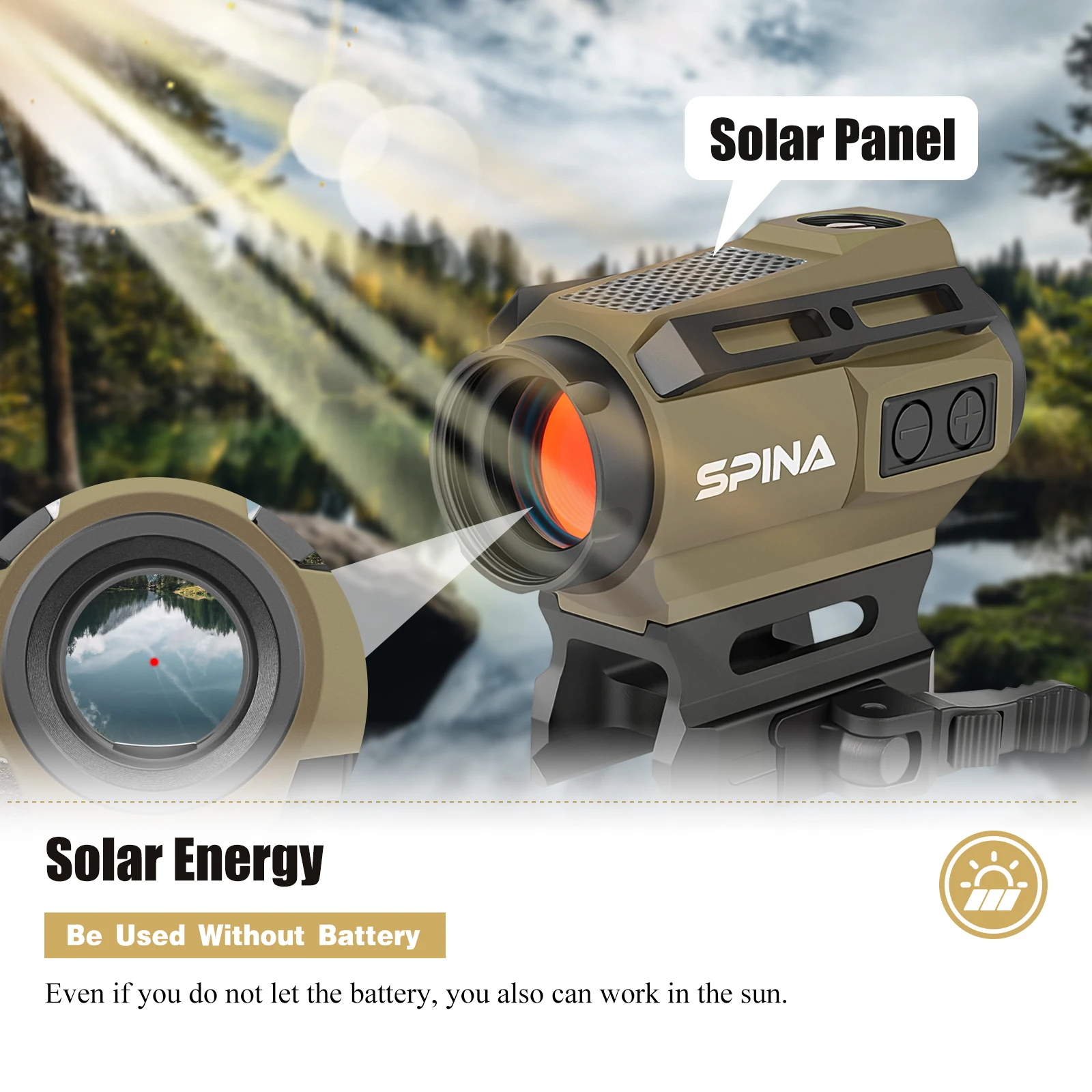 Imagem -02 - Spina Optics-energia Solar Red Dot Sight Riflescope com qd Mount para Caça e Táticas 1x20 ar Cqb Sight Armado 223 5.56 308 7.62