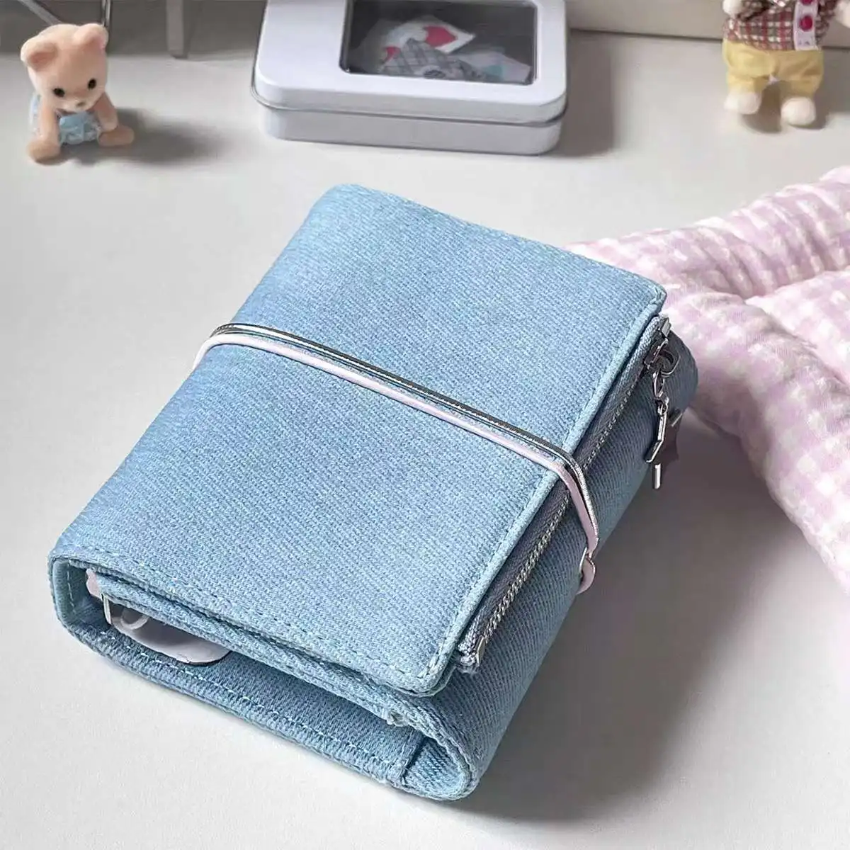 M5/A8 Blue Jean Loose Leaf Notebook Three Folder Cover Planner Agenda Organizer Diary Portable 5 Ring Binder 2024 New