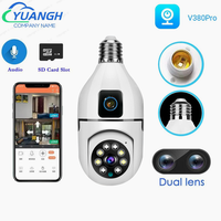 V380 Pro Dual Lens Dual Screen E27 Bulb Camera Two Ways Audio Color Night Vision Smart Home Security Wireless Indoor WIFI Camera