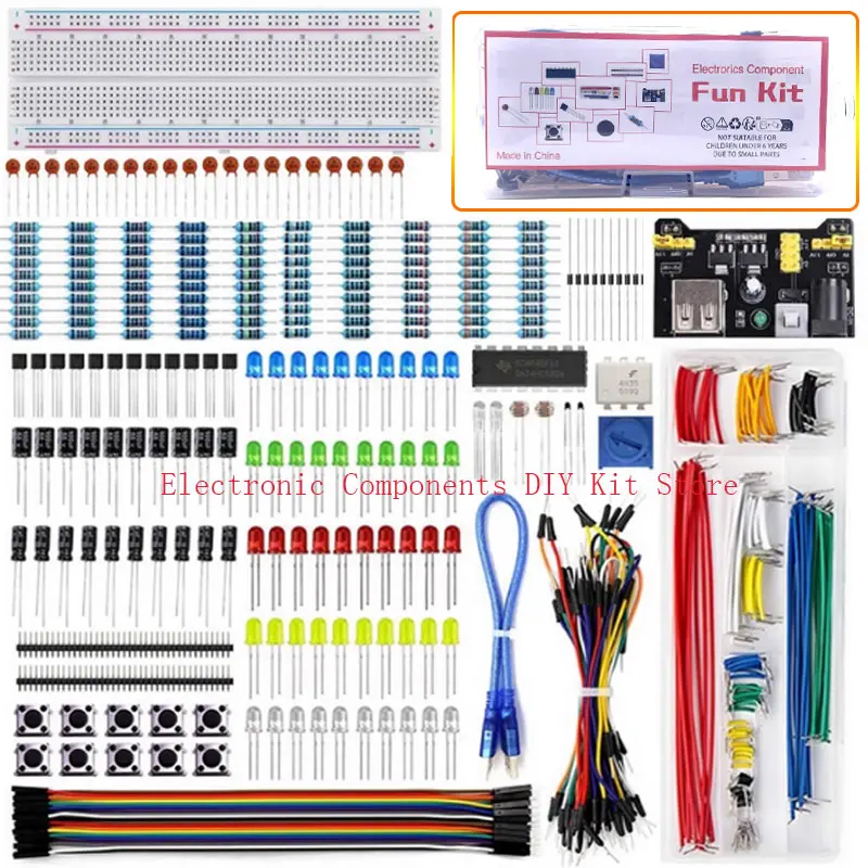 2025 New 830 Hole Breadboard Kit For R3 Component Pack Beginner Kit 3386P Potentiometer Dupont Wire Keypad LED Resistor