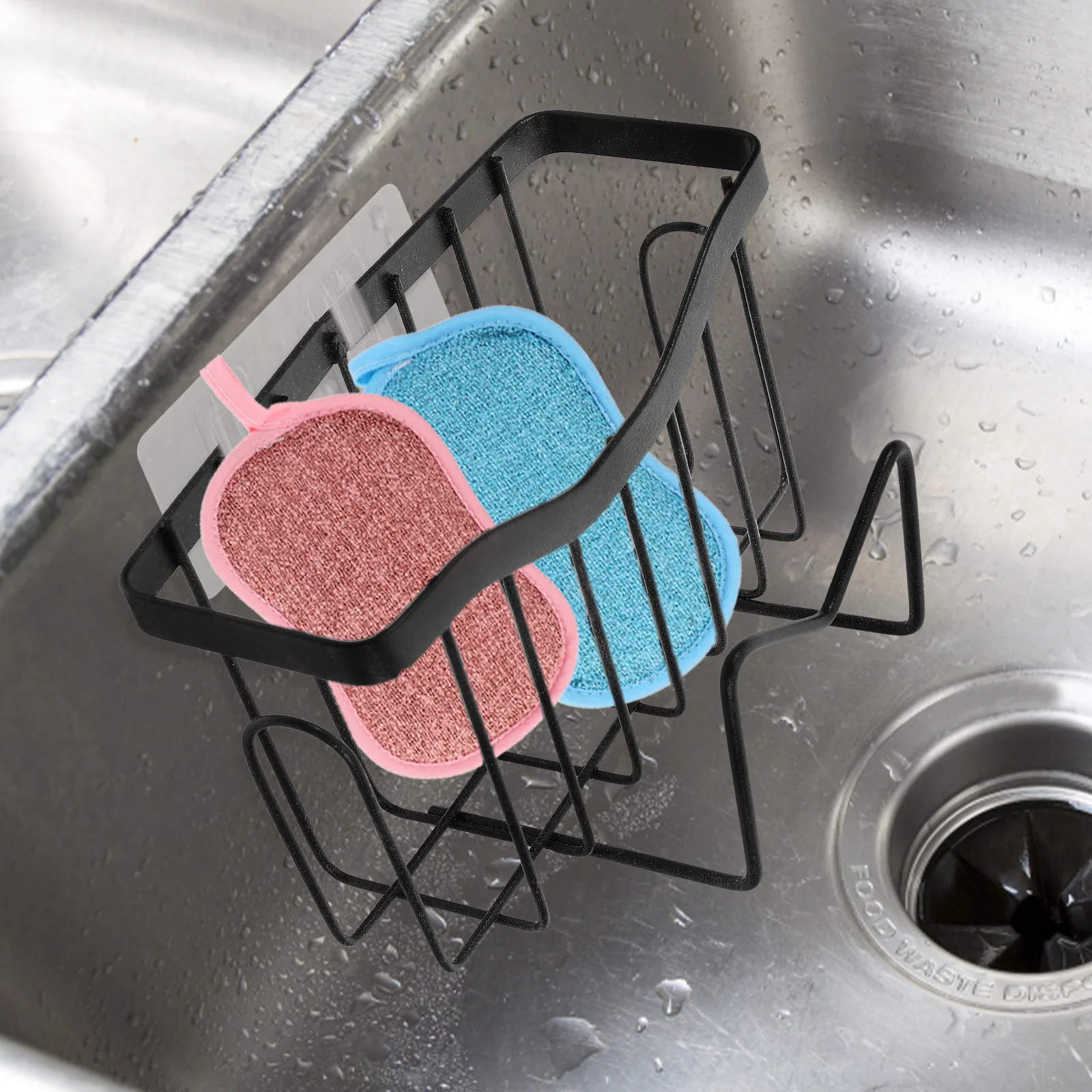 

Stainless Steel Sponge Holder Sink Rack Kitchen Organizer Drainage Design Multi Purpose Space Saving Dish Sponge Stand For