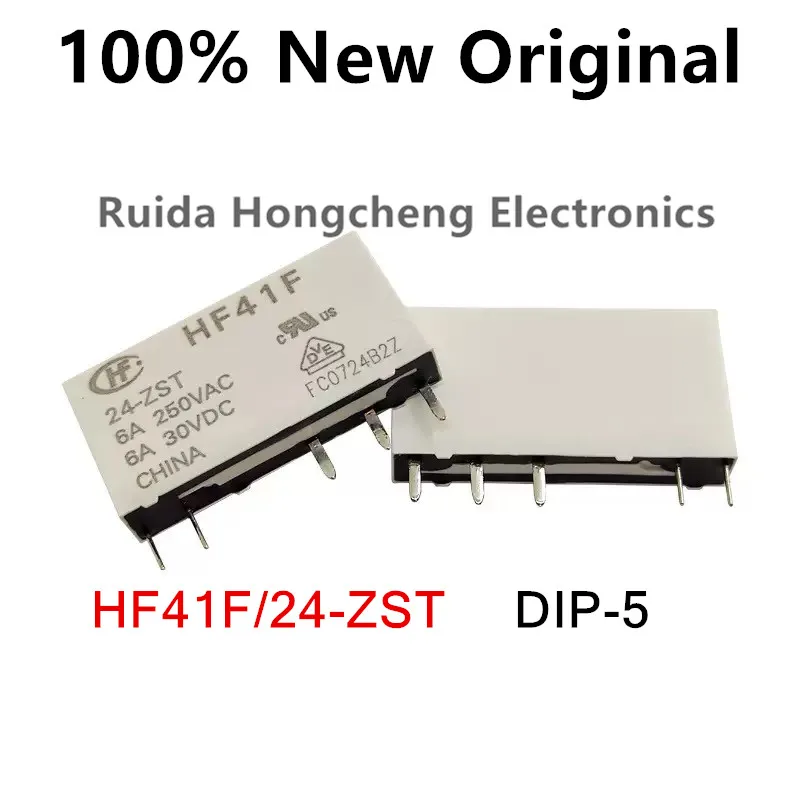 10PCS/Lot HF41F/24-ZST、HF41F/12-ZST、HF41F/5-ZST  DIP-5 HF41F/60-ZST New Original Power Relay HF41F-60-ZST 、HF41F-24-ZST