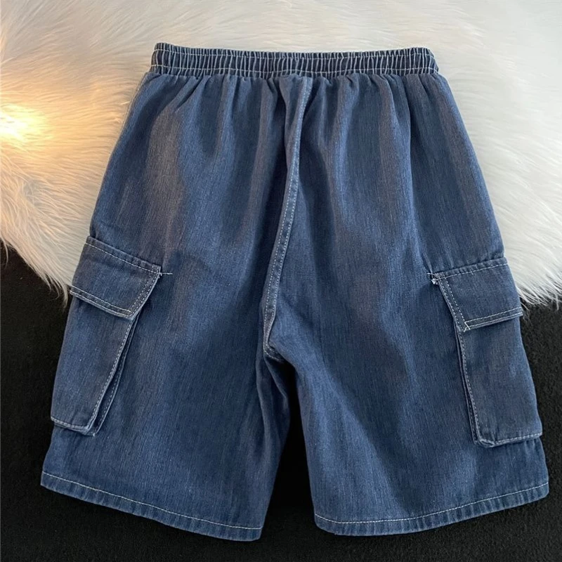 

Mens Denim Shorts for Summer American Workwear Design Loose Comfortable Fit Thin Material Mid Length Casual Stylish Apparel