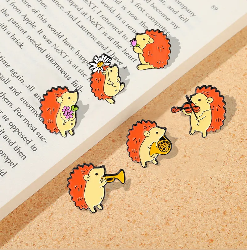 

Enamel Pins Custom Music Brooch Lapel Badge Bag Cartoon Animal Jewelry Gift for Kids Friends Hedgehog Musician Audience
