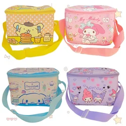 Fiambrera de dibujos animados Kawaii Sanrio Anime Cinnamoroll My Melody Kuromi Purin Dog, bolsa Linda a prueba de agua, bolsas de Picnic aisladas, regalos