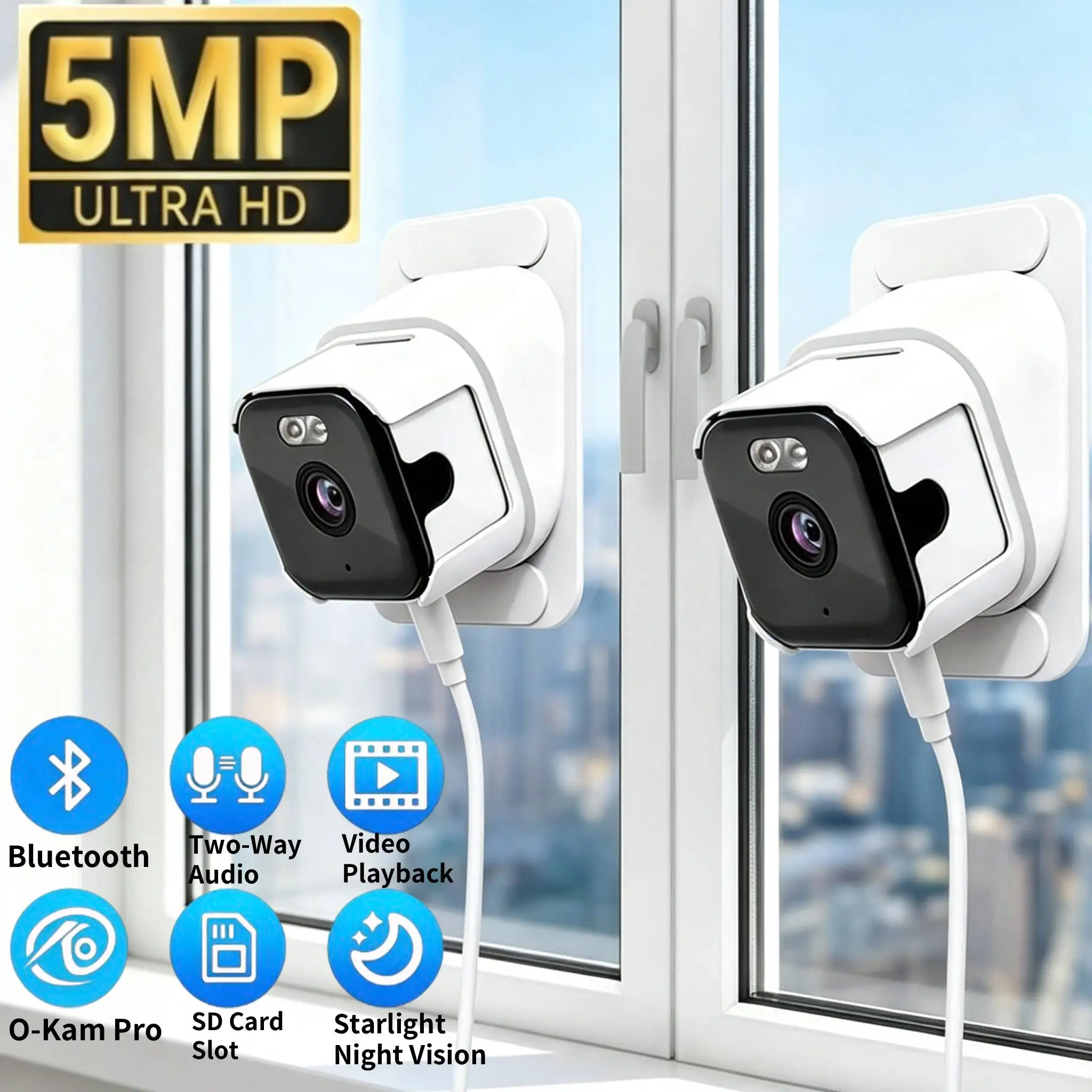 5MP WIFI Window Camera 5GHz Indoor Home Security Color Night Vision Motion Detection Baby Monitor Surveillance Cameras