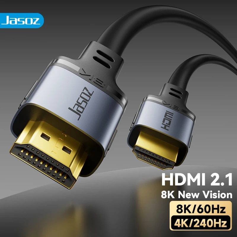 Jasoz 8K HDMI-Compatible Cable 8K@60Hz 48Gbps HDMI 2.1 Cable Adapter Dynamic HDR eARC for HDTV PC Laptop TV Box PS5 PS4 Xbox