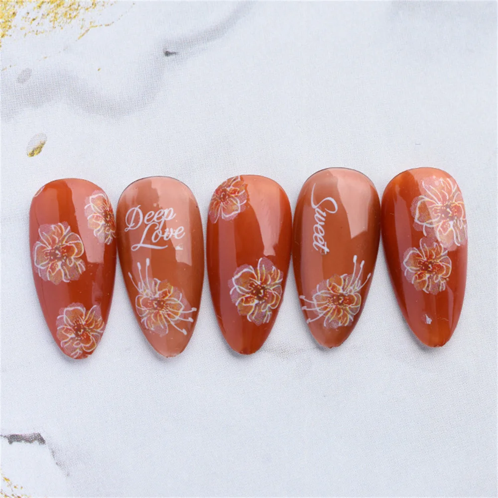 Ins Trend Unique Design Instant Nail Art Trendy Must-have Stunning Popular Semi-transparent Design Trending Camellia Stylish