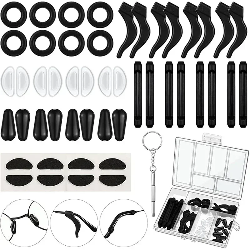 50pcs Eyeglasses Retainers Anti-Slip Premium Silicone Eyeglass Holder Comfort Ear Grip Hooks Protectors for Spectacle Eyewear
