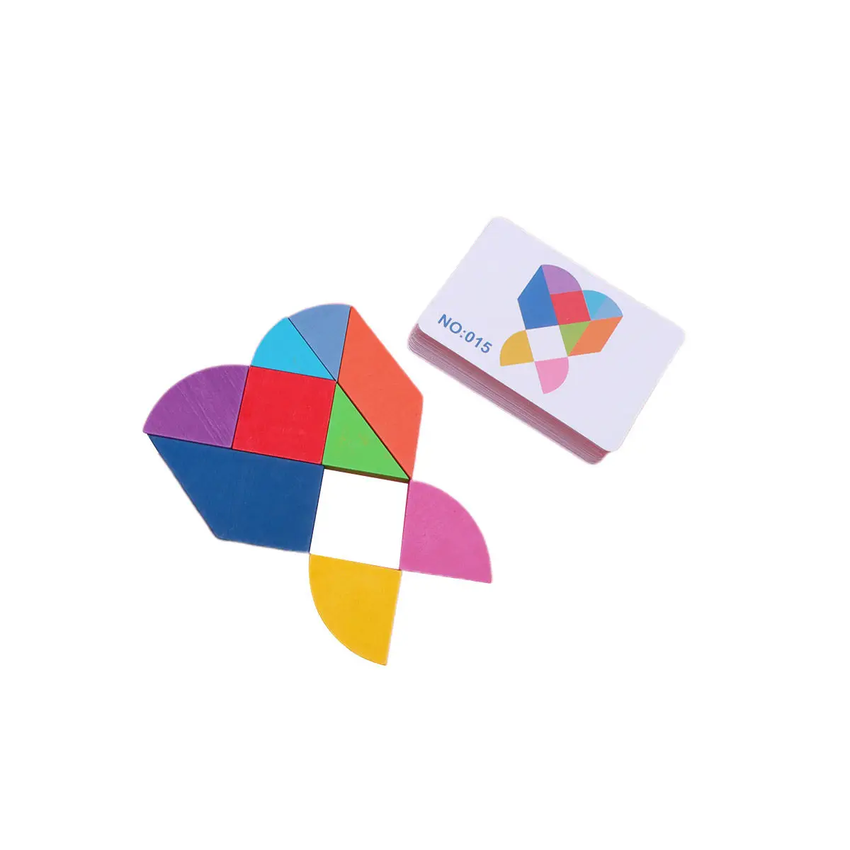 Wooden Tangram Puzzle Set for Children Shape Blocks Large Colorful Educational Jigsaws Preschool Learning Game