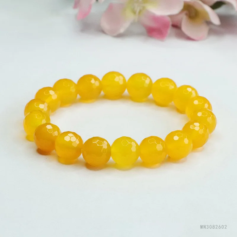 

Yellow chalcedony cut beads bracelet chicken oil yellow agate bracelet jewelry women