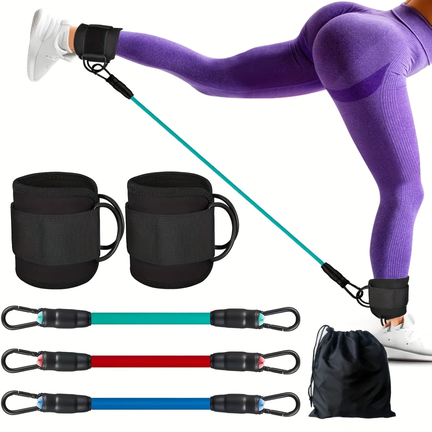 Ankle Resistance Bands, Ankle Bands For Working Out With Cuffs, Resistance Bands For Leg & Butt Training, Ankle Straps With Exer