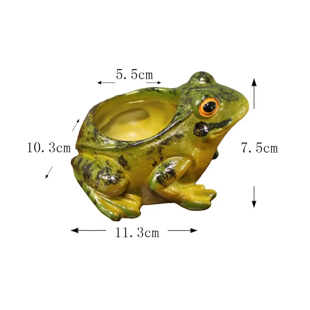 أواني نباتات عصارية متينة من الراتنج على شكل ضفدع قابلة للتنفس، أصيص زهور ضفدع لطيف، حديقة زراعة نباتات سميكة واقعية #6