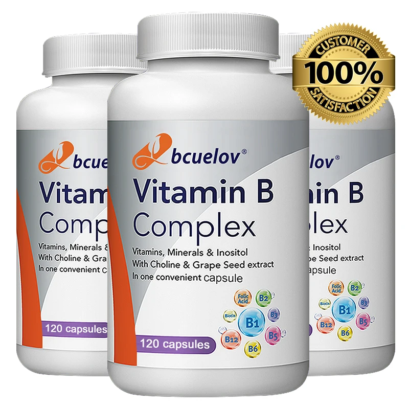 Vitamin B-Complex Capsules (B1-B12+Folic Acid+Biotin) - 6000mcg Methyl B12, Energy Boost, Immune & Brain Support