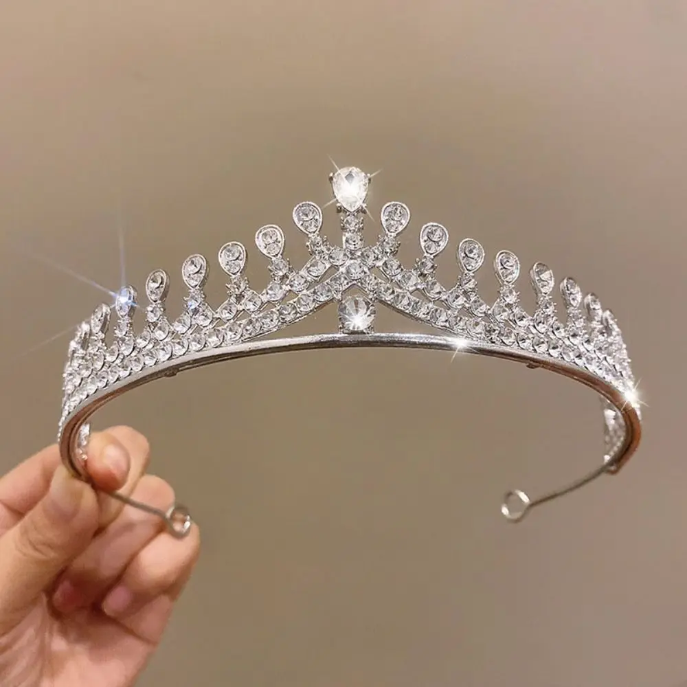 Diadem مجوهرات الشعر كريستال تاج الزفاف لامعة الزركون الزفاف الشعر مجوهرات سباركلي الفاخرة الأميرة تيارا لعيد ميلاد