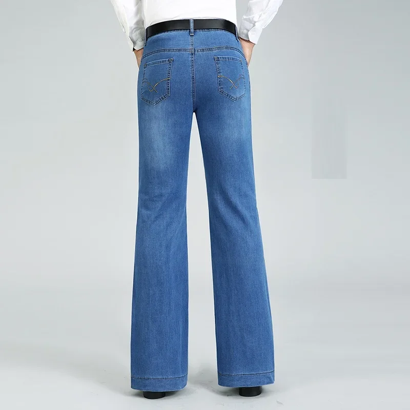 2024 Men's Four Seasons New Flared Jeans Mid-Waist Stretch Boot Cut Business Fashion Trend Casual Wide Leg Pants