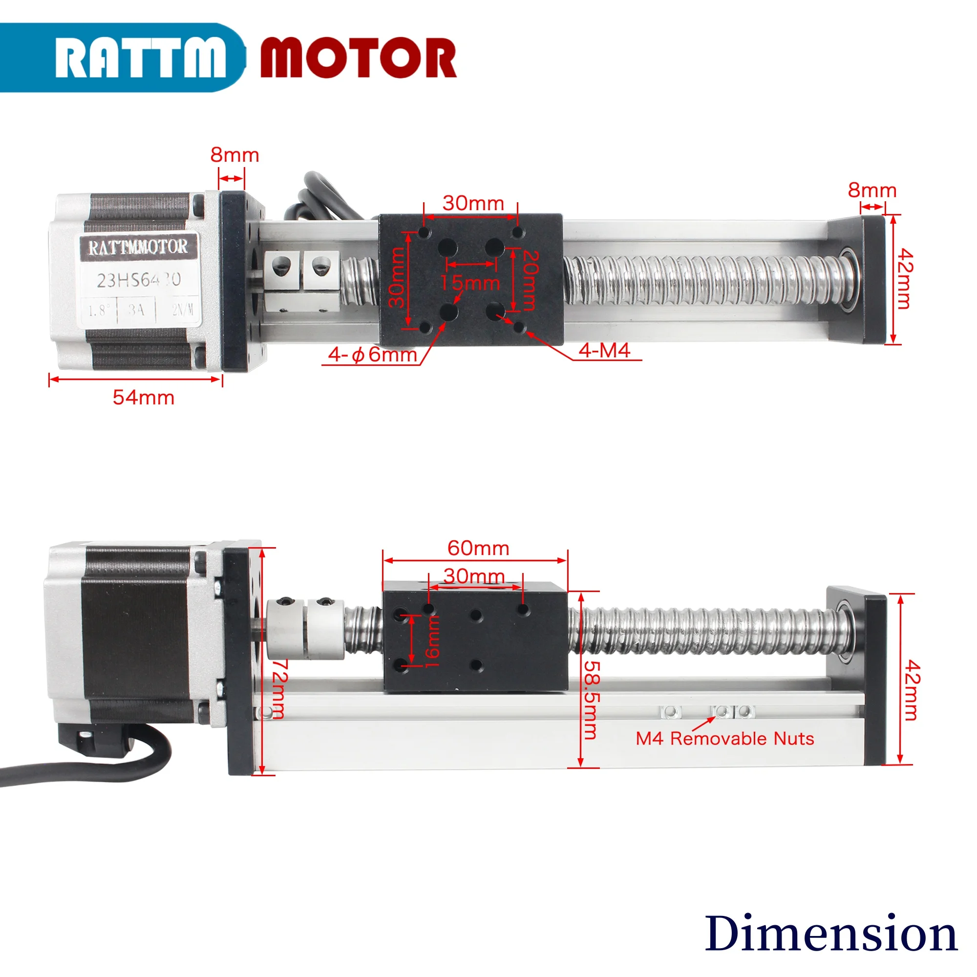 CBX1605 CNC Linear Guide Stage Rail Motion Slide 100/200/300/400/500mm Table SFU1605 Ball Screw Linear Actuator&Nema23 Motor