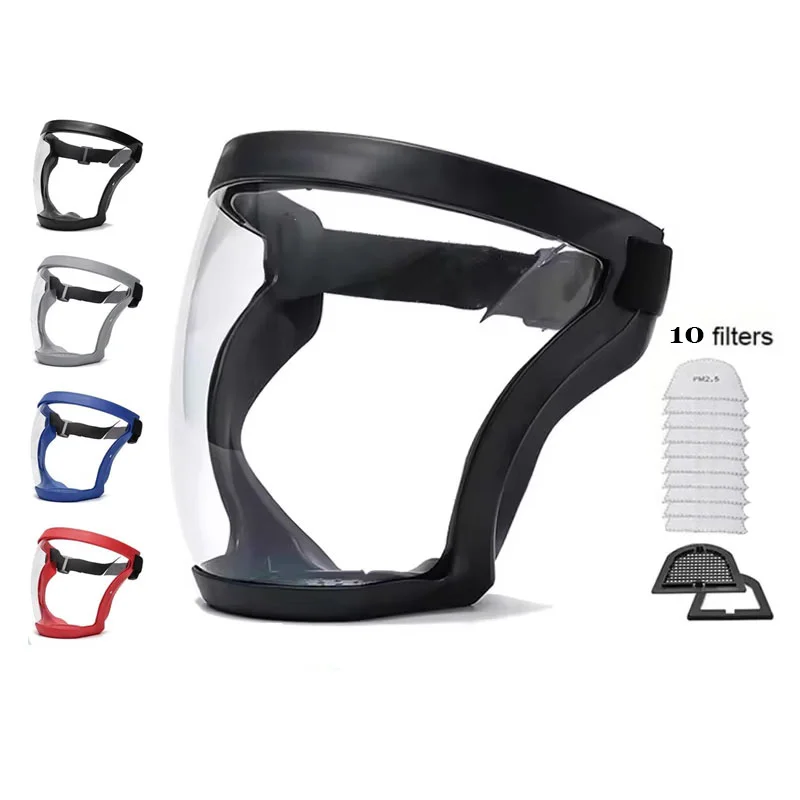 1-2-4Pcs Reusable Dust-proof Transparent Work Mask Anti-splash Full-Face Adjustable Buckle Protection Mask Anti-fog Kitchen Tool